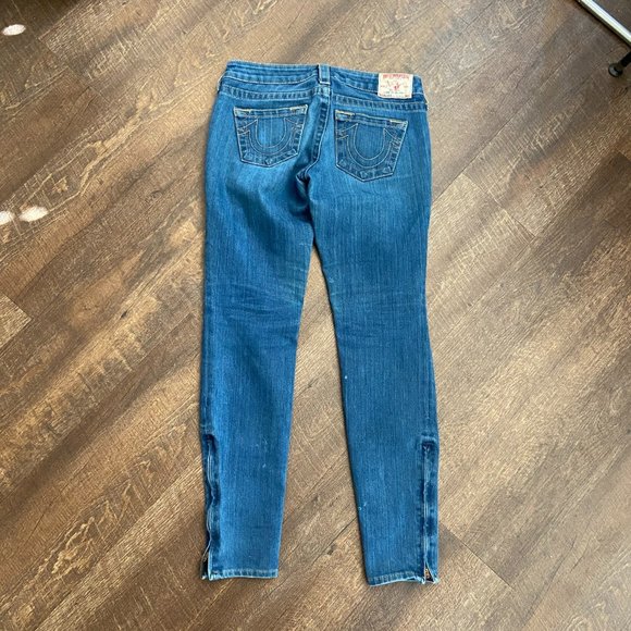 True Religion Gwen Zipper Ankle Skinny Jeans - 26 - Picture 3 of 9